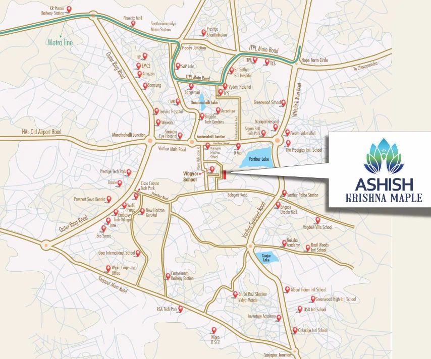 Location map of Ashish Krishna Maple, Thubarahalli