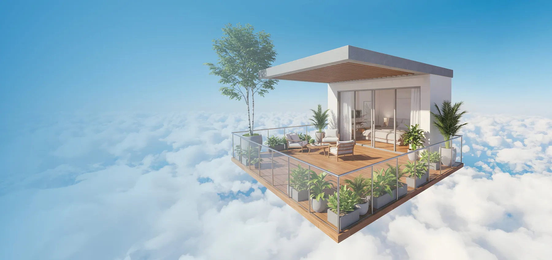 A 12 by 12 ft floating balcony above the clouds